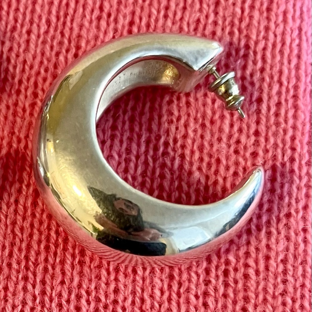 Tapered Silver Hoop Earrings - Picture 8 of 16